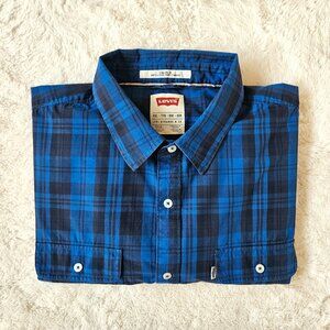 Levi's Classic Jackson Worker Overshirt Plaid Shirt Men's Standard Fit Blue XXL